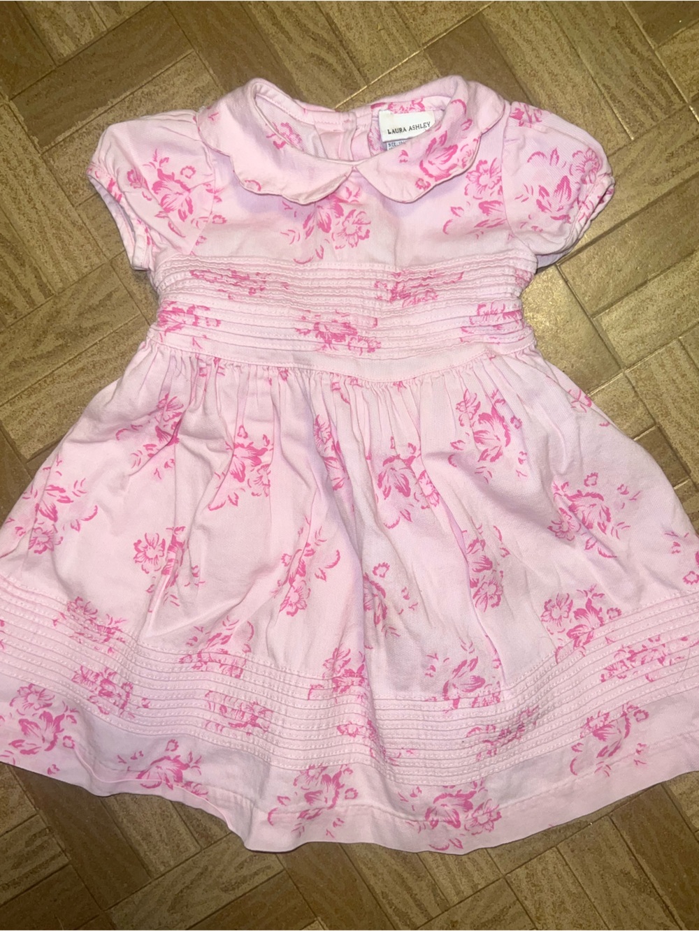 Laura Ashley Pink Floral Baby Toddler Girl Dress 18 M
